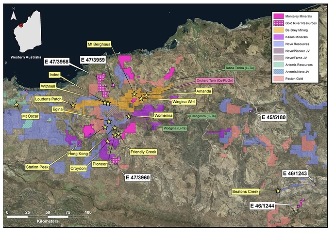 Map of Pilbara tenements