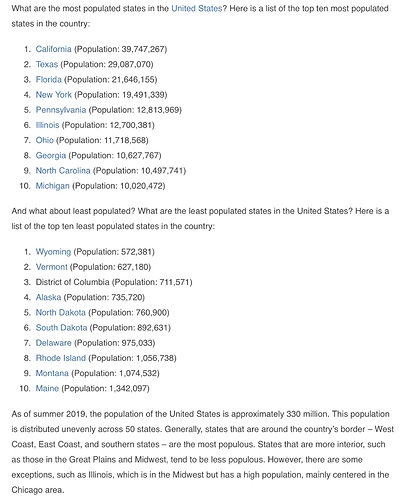 Population by State Rankings